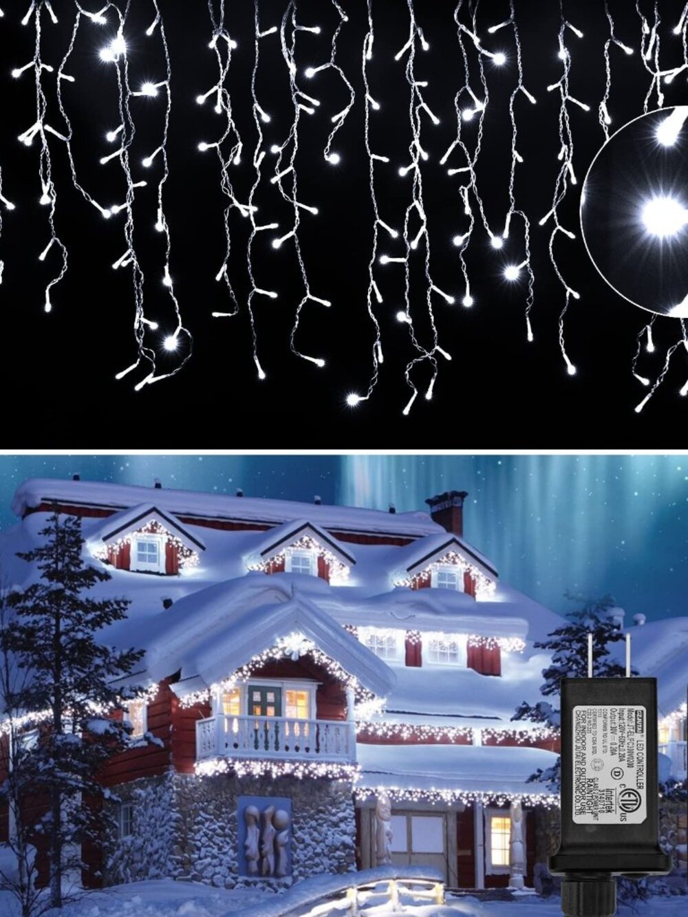 Icicle Christmas Lights Outdoor, 40Ft 432 LED Waterproof White Icicle Lights for